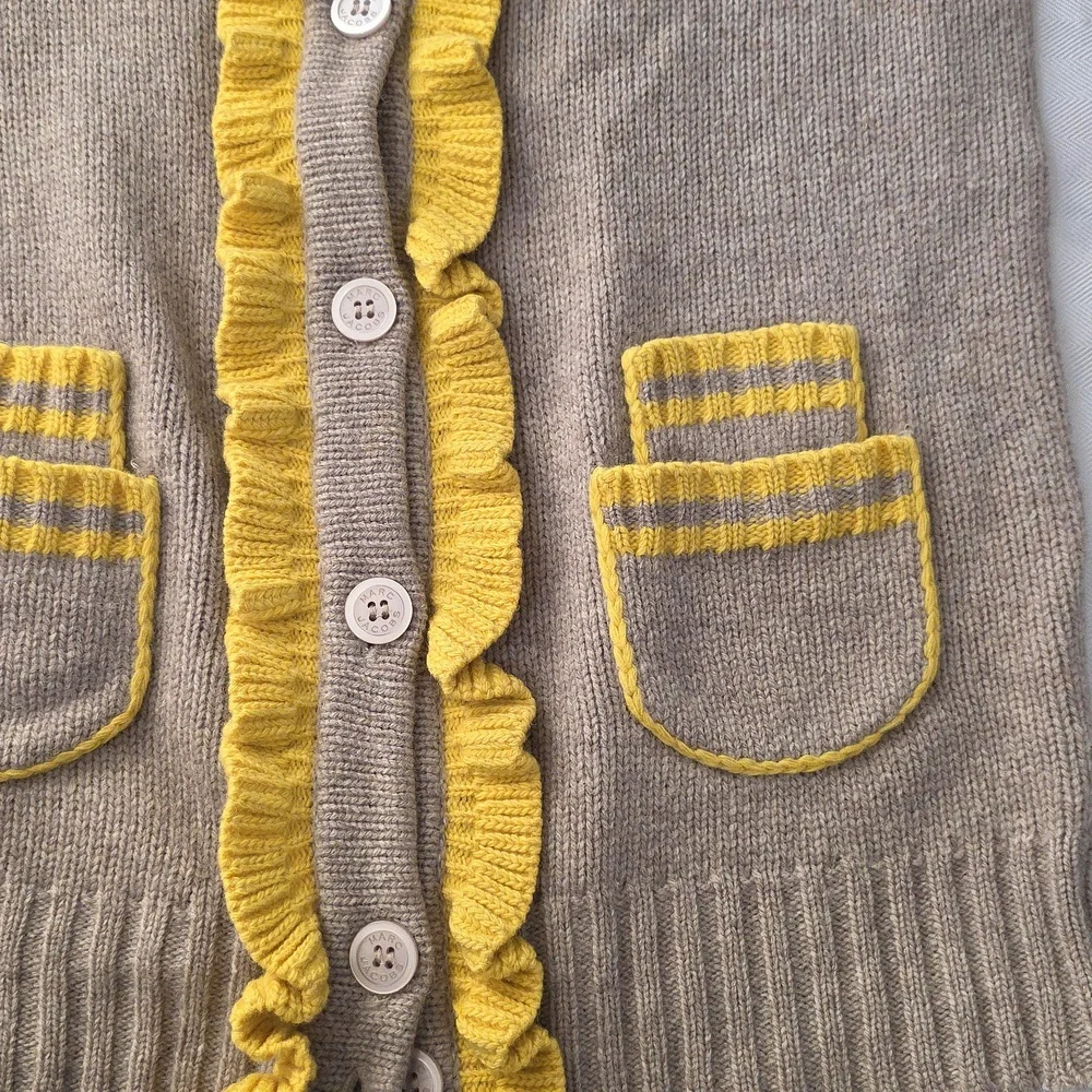 Marc Jacobs Beige‎ and Yellow Ruffle Cardigan